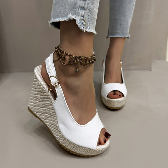 Damen Wedge-Sandalen mit modischem Perlen-Detail EB
