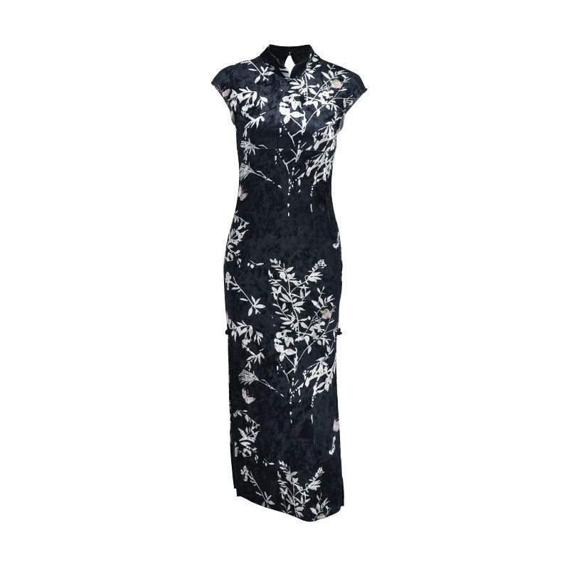 Damen Elegantes Maxikleid mit floralem Druck und Stehkragen EB