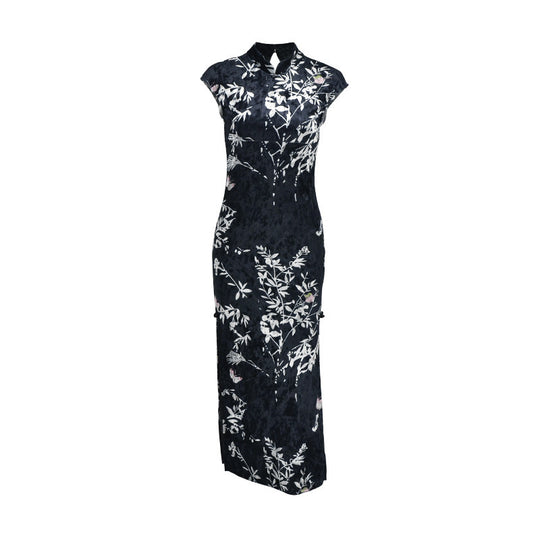 Damen Elegantes Maxikleid mit floralem Druck und Stehkragen EB