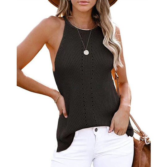 Damen ärmelloses Stricktop mit Struktur EB