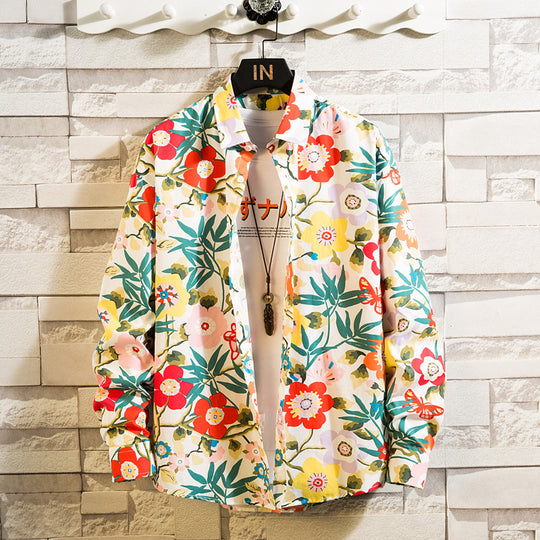Herren nan florales Freizeit-Hemd mit Kentkragen, durchgehender Knopfleiste und leichtem Baumwollmix EB