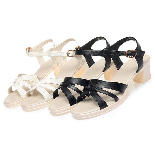 Damen Sandaletten mit verstellbarem Riemen und elegantem Blockabsatz EB