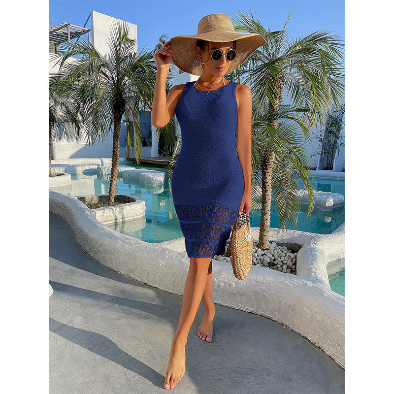 Damen Häkelkleid mit fransigem Saum und elegantem Schnitt EB