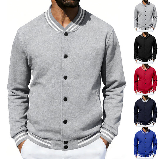 Herren Varsity-Bomberjacke aus Sweat mit gestreiftem Rippkragen EB