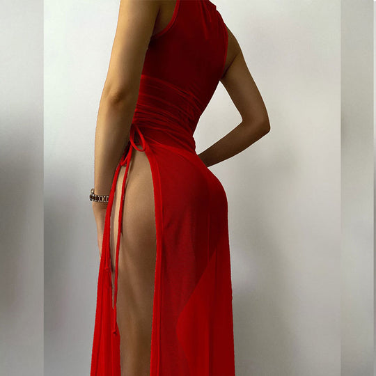 Damen Strandkleid mit raffinierten Schnürdetails EB