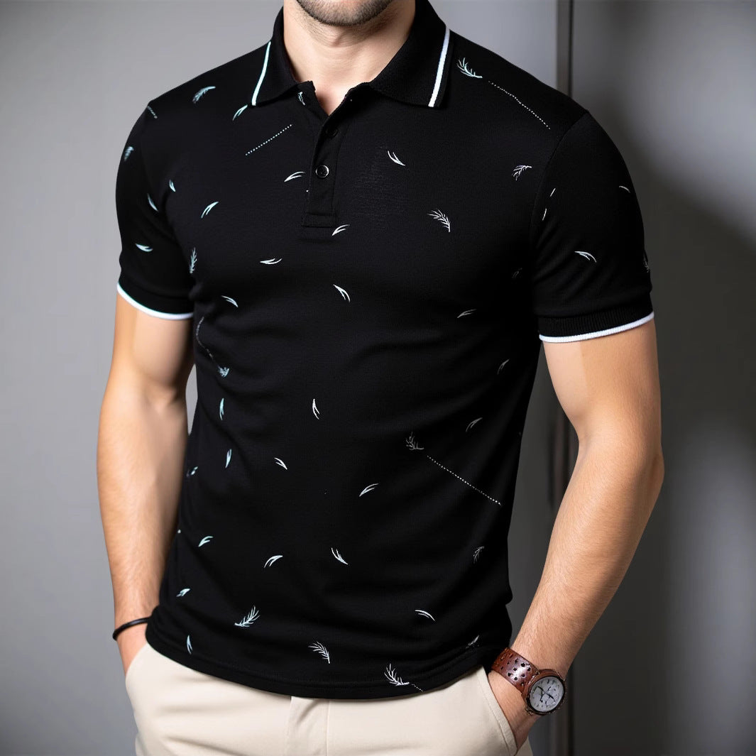 Herren Poloshirt mit modernem Druck und hochwertigem Baumwollmaterial EB