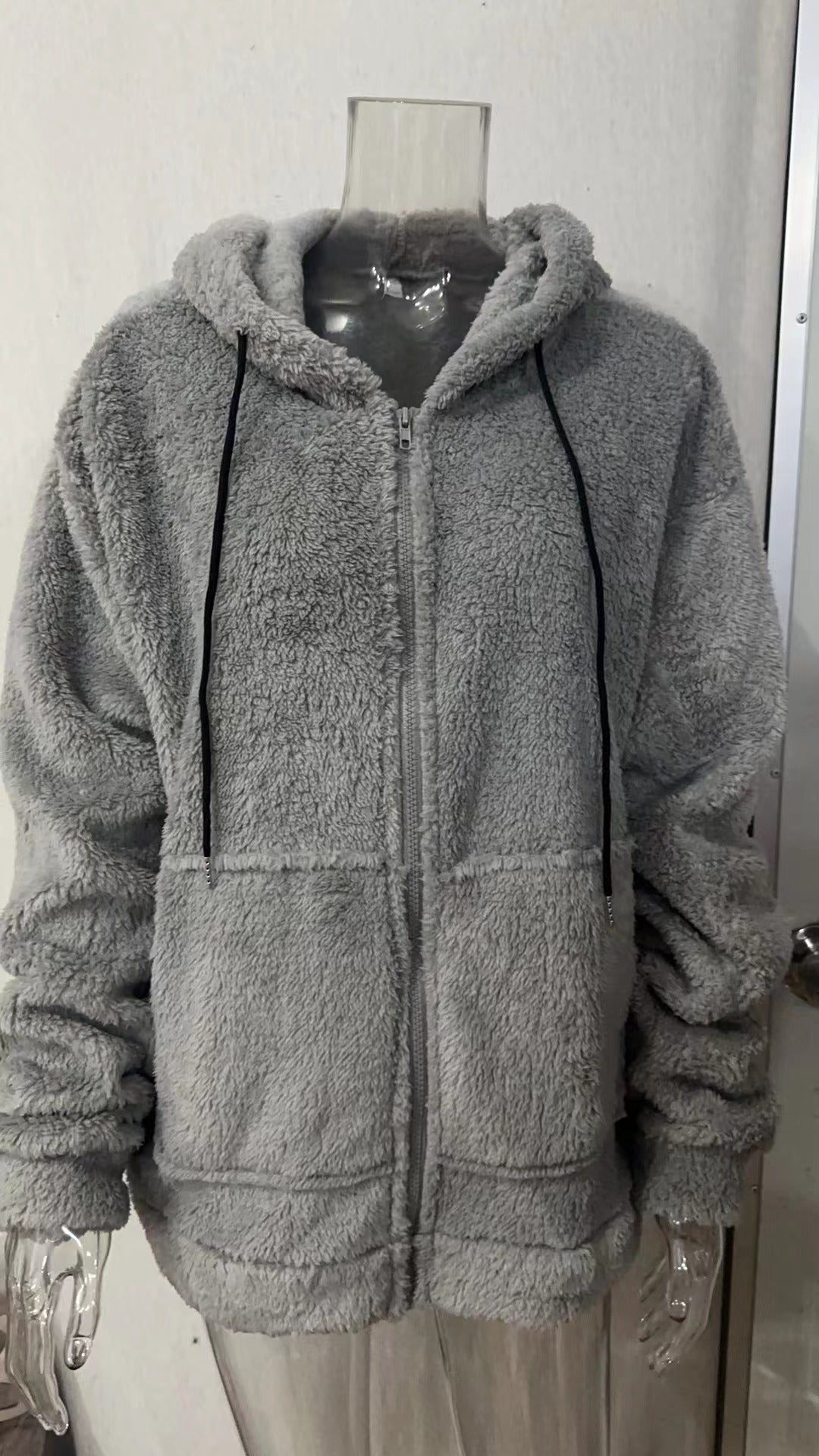 Herren nan kuschelige Teddyfleece Kapuzenjacke mit durchgehendem Reißverschluss EB