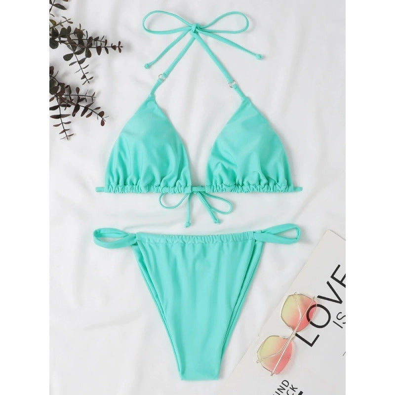 Damen Triangel-Bikini mit verstellbaren Bindebändern und elastischem Bund EB
