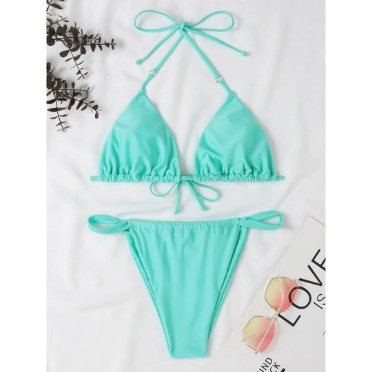 Damen Triangel-Bikini mit verstellbaren Bindebändern und elastischem Bund EB