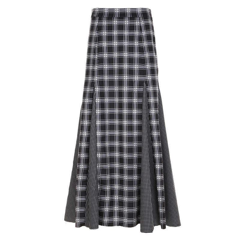 Damen Maxirock mit modernem Karomuster und eleganter Schlitzgestaltung EB