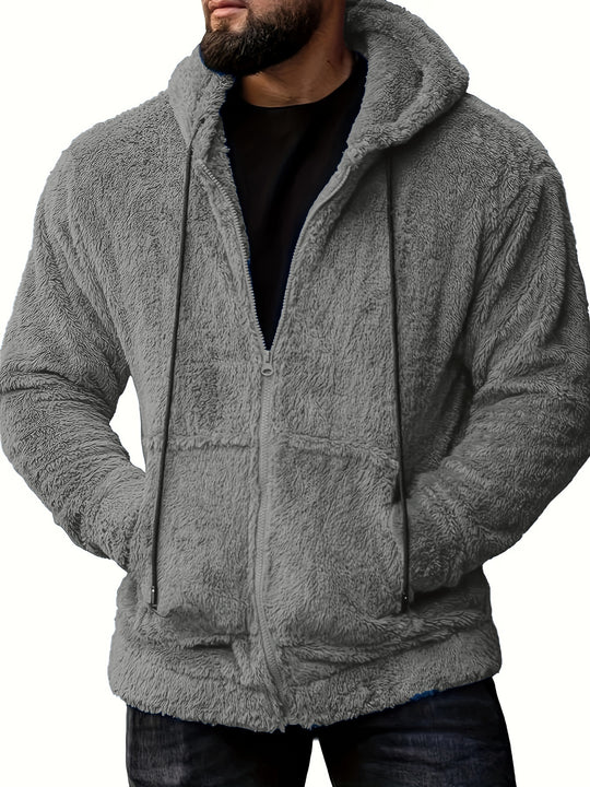 Herren nan kuschelige Teddyfleece Kapuzenjacke mit durchgehendem Reißverschluss EB