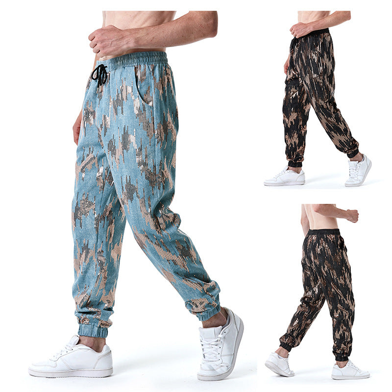 Herren Freizeithose mit Glitzer-Effekt und elastischem Bund EB
