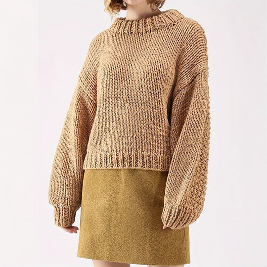 Damen Grobstrickpullover mit weitem Schnitt und Oversized-Ärmeln EB