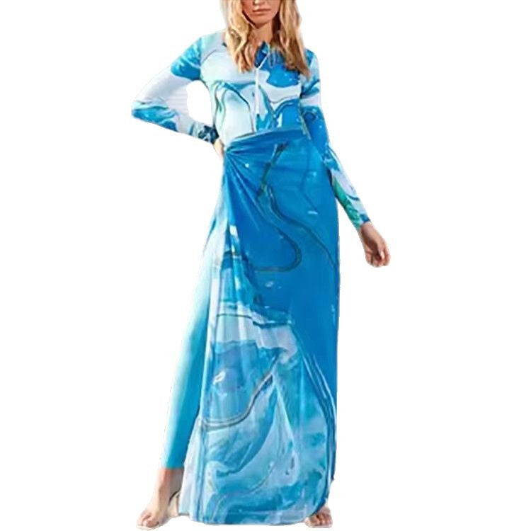 Damen Maxi-Kleid mit Kunstdruck EB