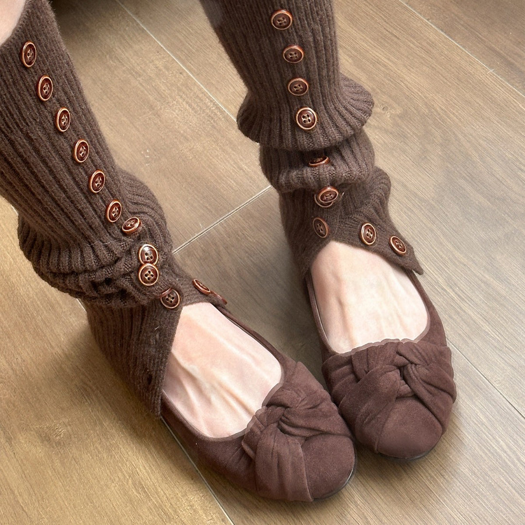 Damen Ballerinas mit elegantem Schleifenakzent und weichem Veloursleder EB
