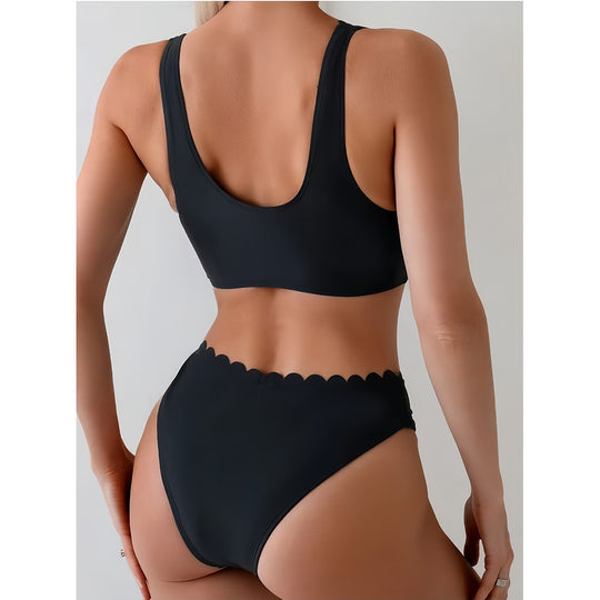 Damen Bikini mit dezentem Wellenmuster EB