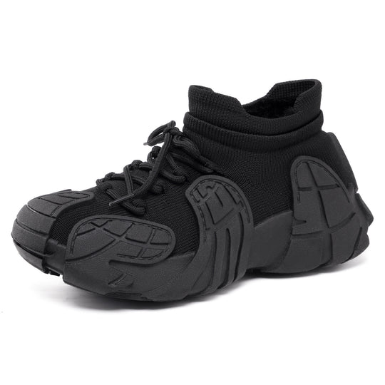 Damen nan gestrickter gefütterter Plateau-Sneaker mit sockenähnlichem Schaft, robuster Gummioptik-Sohle und gepolstertem Komfortfußbett EB