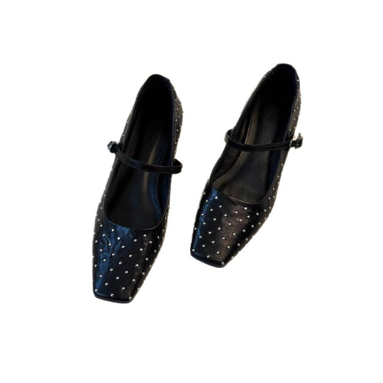 Damen Ballerinas mit dekorativen Nieten und Riemen von EB