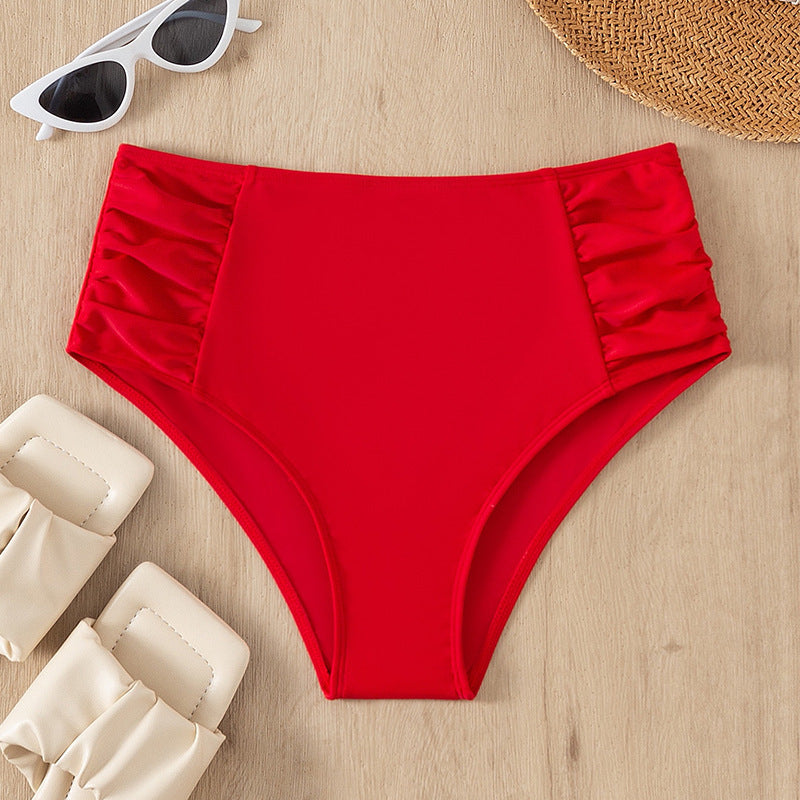 Damen Hoch tailliertes Bikini-Unterteil mit Rüschendetails EB