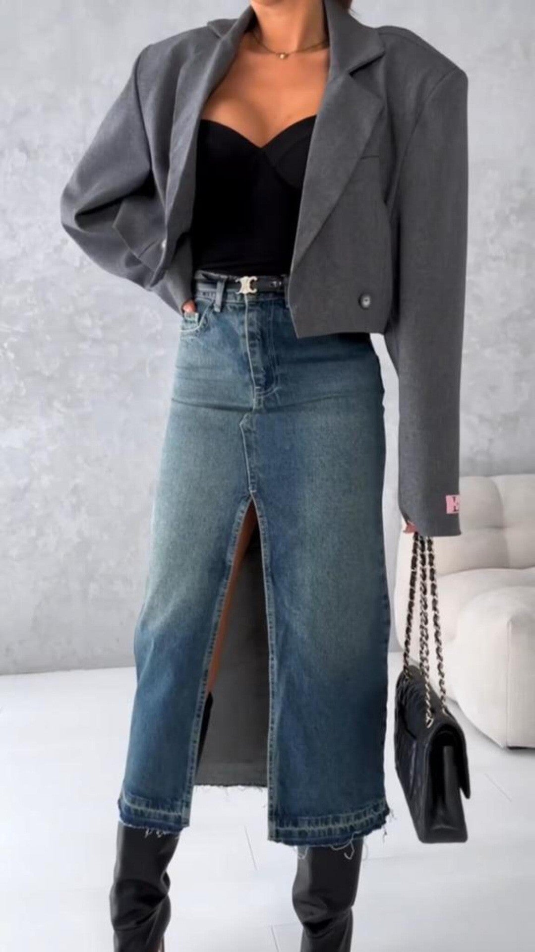 Damen Modischer Oversized Blazer aus hochwertigem Material EB