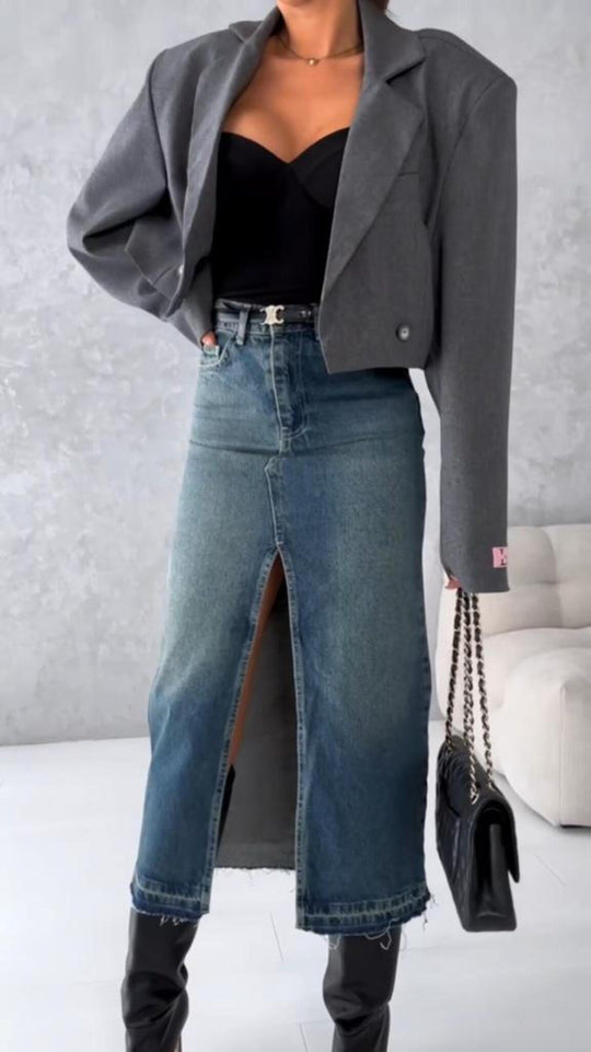 Damen Modischer Oversized Blazer aus hochwertigem Material EB