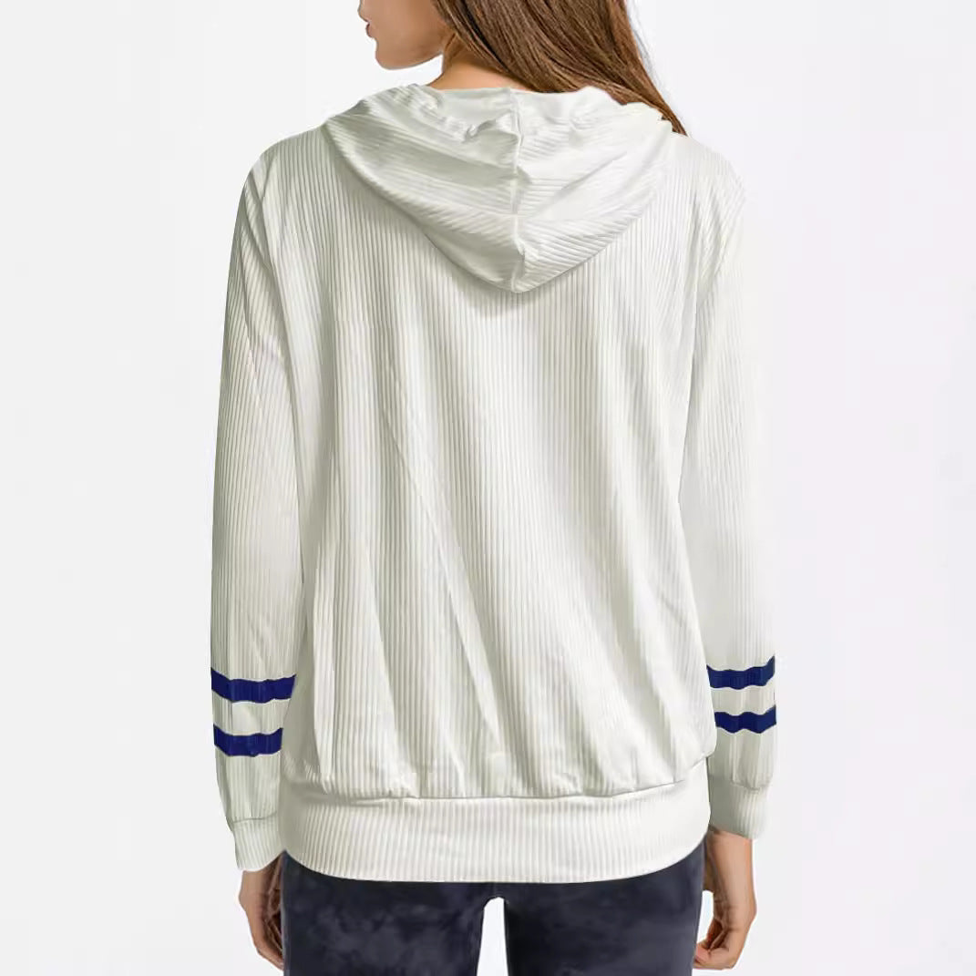 Damen Kapuzenpullover mit maritimem Anker-Design und strukturiertem Stoff EB
