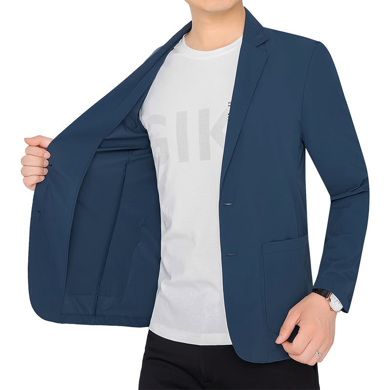 Herren Unstrukturierter Stretch Reiseblazer mit aufgesetzten Taschen EB