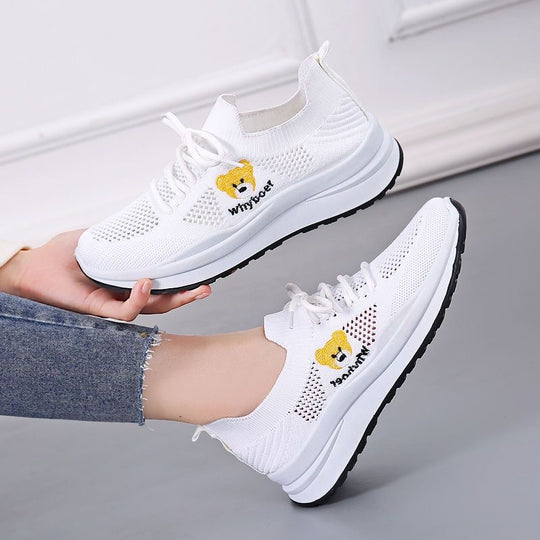Damen Sportliche Sneaker mit verspieltem Bärenmotiv und atmungsaktivem Obermaterial EB