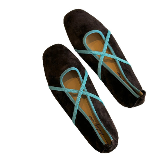 Damen elegante Ballerinas mit gekreuztem Riemchen-Design EB