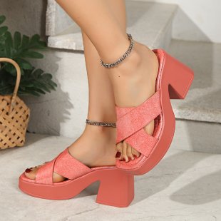 Damen Plateau-Pantoletten mit elegantem Riemchen-Design EB