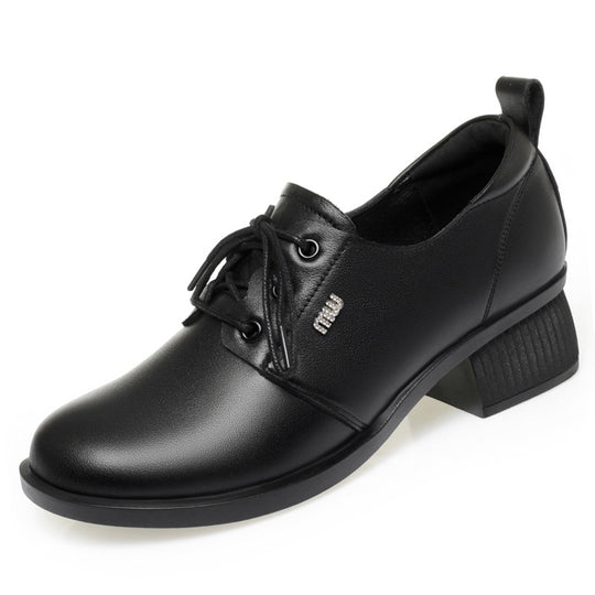 Damen klassische Schnürschuhe mit elegantem Blockabsatz und modischem Detail EB