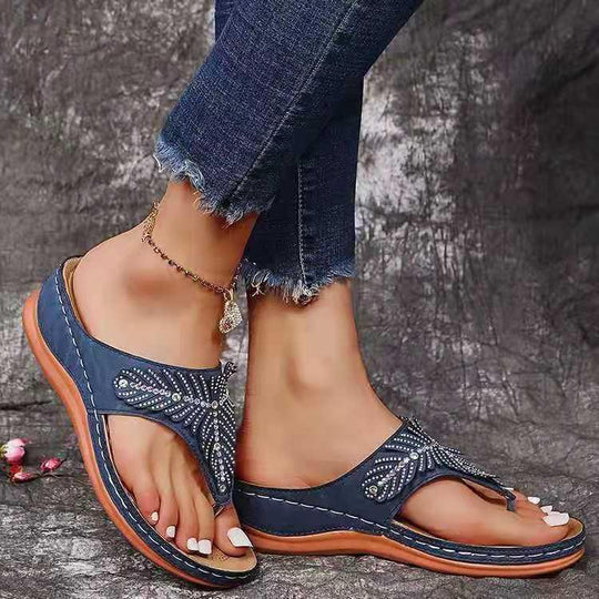 Damen elegante Flip-Flops mit funkelnder Verzierung EB