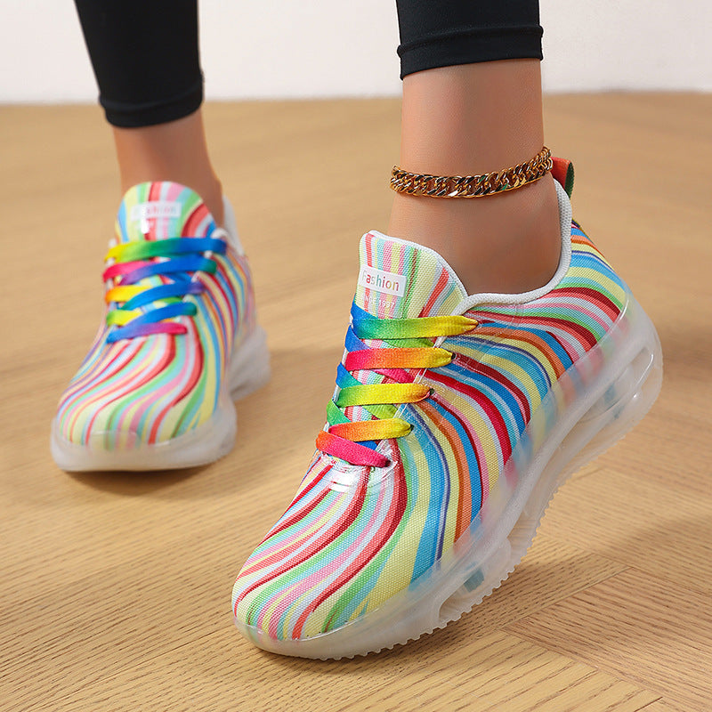 Damen nan leichter Muster-Sneaker mit elastischem Canvas-Obermaterial, gepolsterter Fersenstütze und segmentierter Flexlaufsohle EB