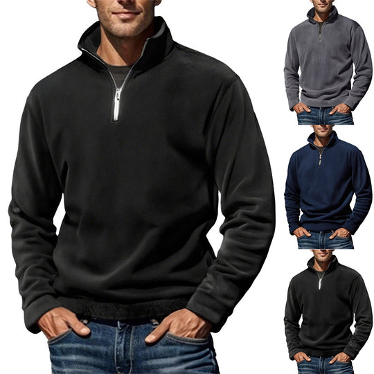 Herren Thermo-Fleecejacke mit Hochkragen und dekorativem Reißverschluss EB