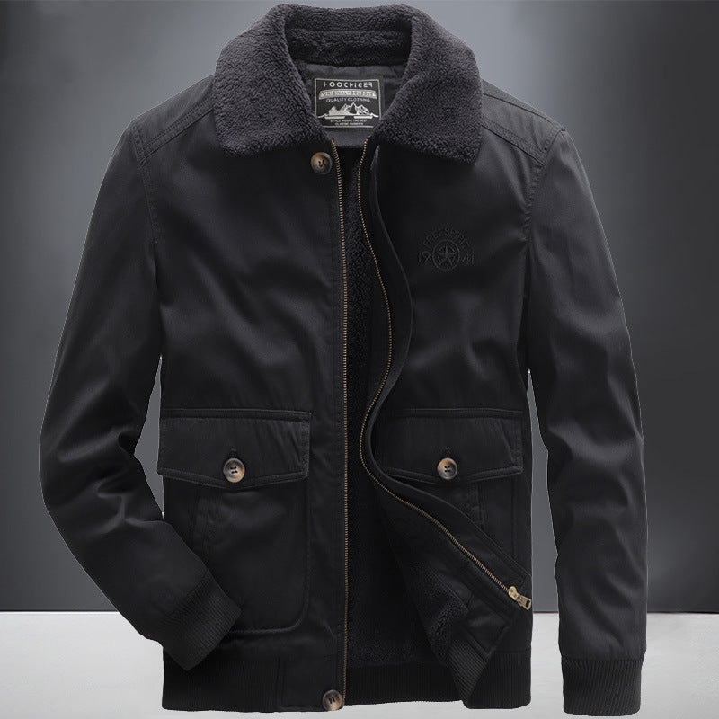 Herren Flieger-Bomberjacke mit Sherpa-Kragen und wärmender Teddyfleece-Innenlage EB