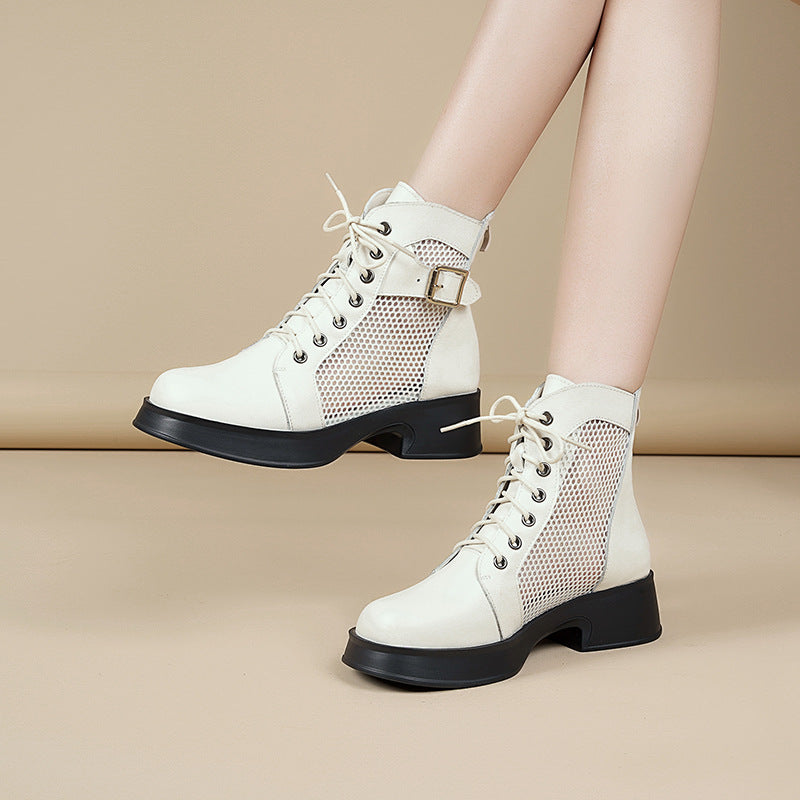 Damen Schnürstiefeletten mit Luftzirkulation und robustem Absatz EB