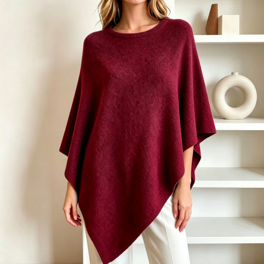 Damen Oversize Strickponcho mit weitem Rundhalsausschnitt EB