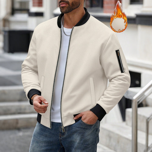 Herren lässige Bomberjacke mit innovativen Stoffstrukturen und praktischem Reißverschluss EB