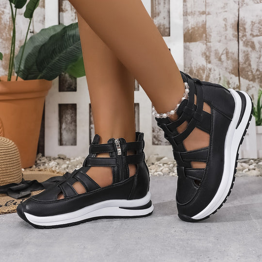 Damen Sportliche Plateausandalen mit verstellbarem Riemendesign EB
