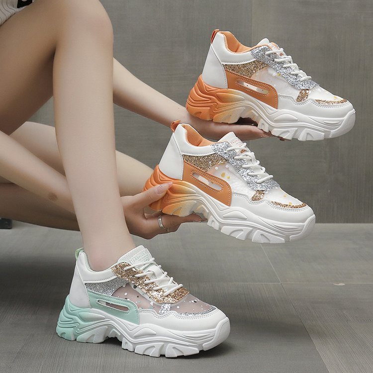 Damen Chunky Sneakers mit Glitzerdetails und ergonomischer Sohle EB