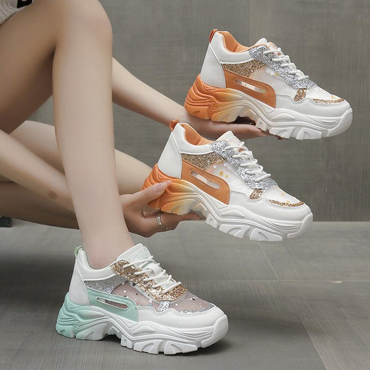 Damen Chunky Sneakers mit Glitzerdetails und ergonomischer Sohle EB