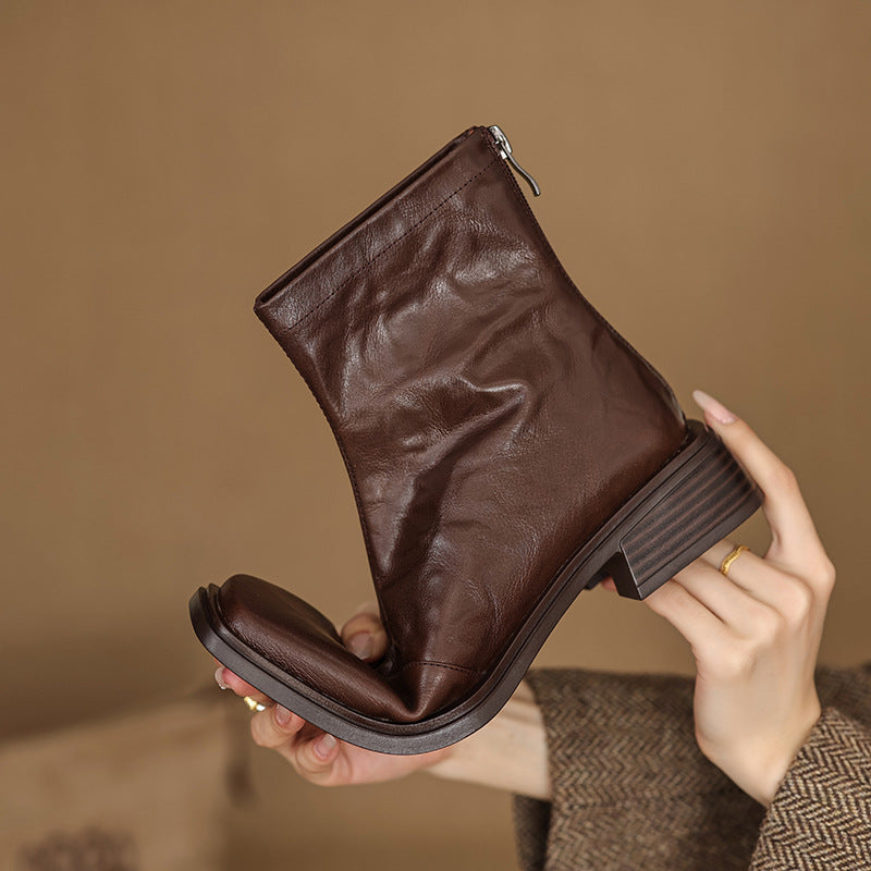 Damen moderne Chelsea Boots mit elegantem Glattleder und praktischem Reißverschluss EB