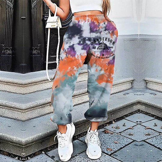 Damen Sportliche Freizeithose mit modischem Batikdesign EB