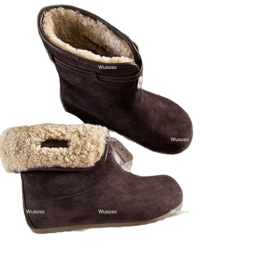 Damen Fluffy Winterboots aus hochwertigem Veloursleder mit kuscheligem Innenfutter EB