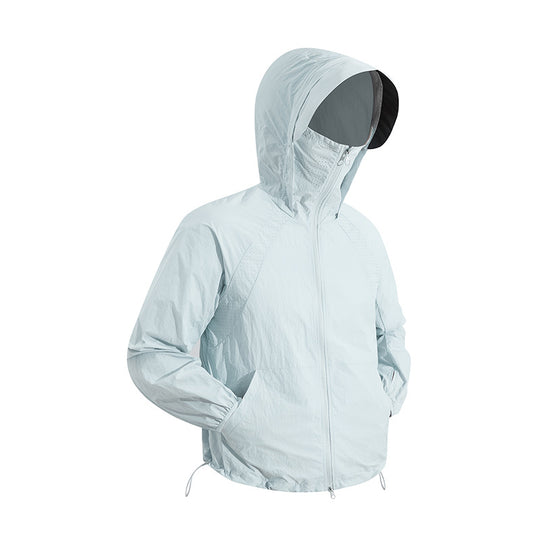 Unisex nan leichte wind- und wasserabweisende Kapuzenjacke mit verstellbarem Saum und Packsack EB