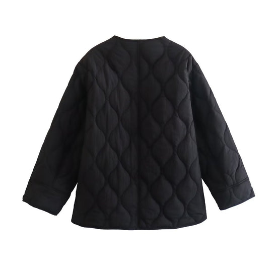 Damen gesteppte Übergangsjacke mit modernen Taschen und feinem Design EB