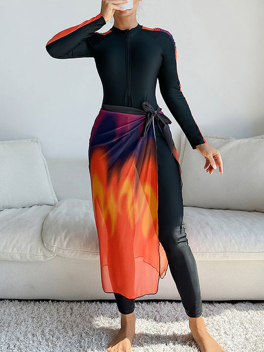Damen Sportlicher Einteiler mit hohem Kragen und seitlichem Wickel-Design EB
