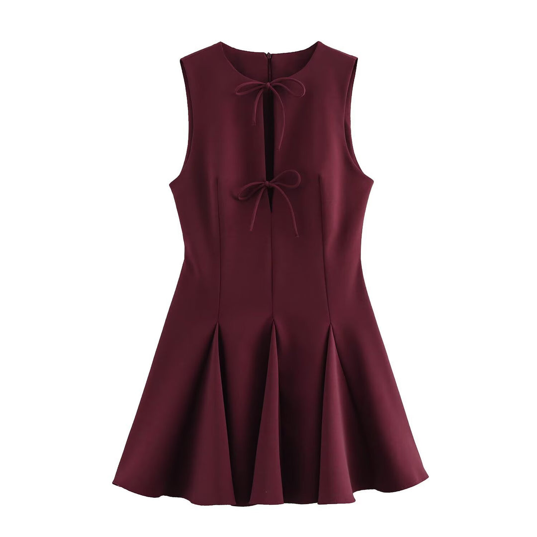 Damen ärmelloses A-Linien Kleid mit elegantem Knoten-Detail EB