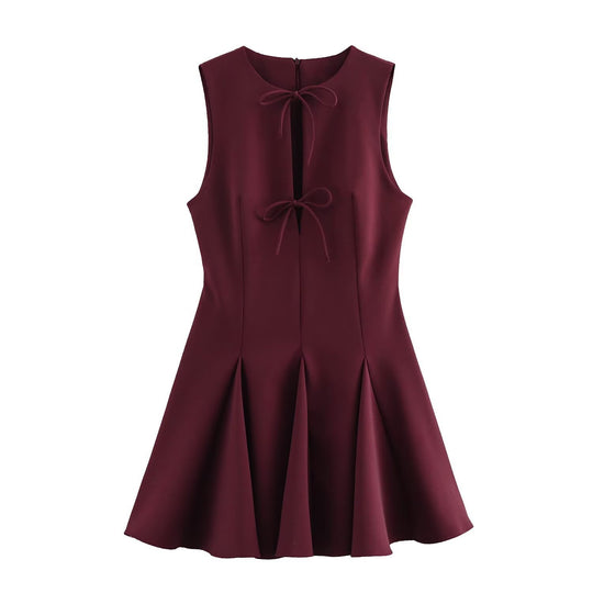 Damen ärmelloses A-Linien Kleid mit elegantem Knoten-Detail EB