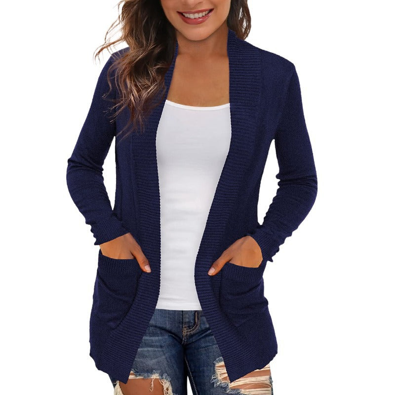 Damen Langärmliger Strickmantel EB